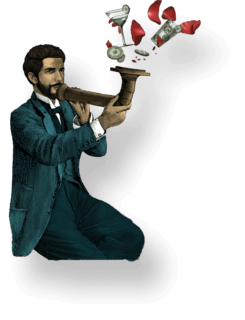 Man blowing a trumpet